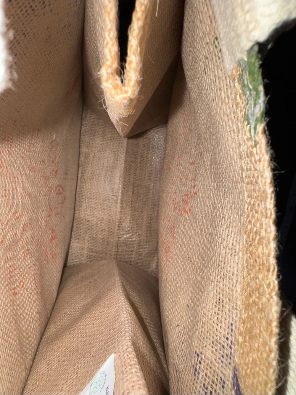 Natural Jute Tote Bag with Orange Floral Design 38.B3